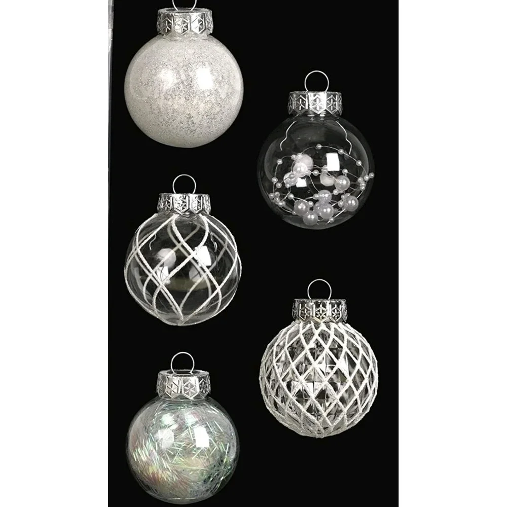 Clear Plastic Christmas Ball Ornaments, 30Ct‎ 2.36 Inch Silver Balls for Tree